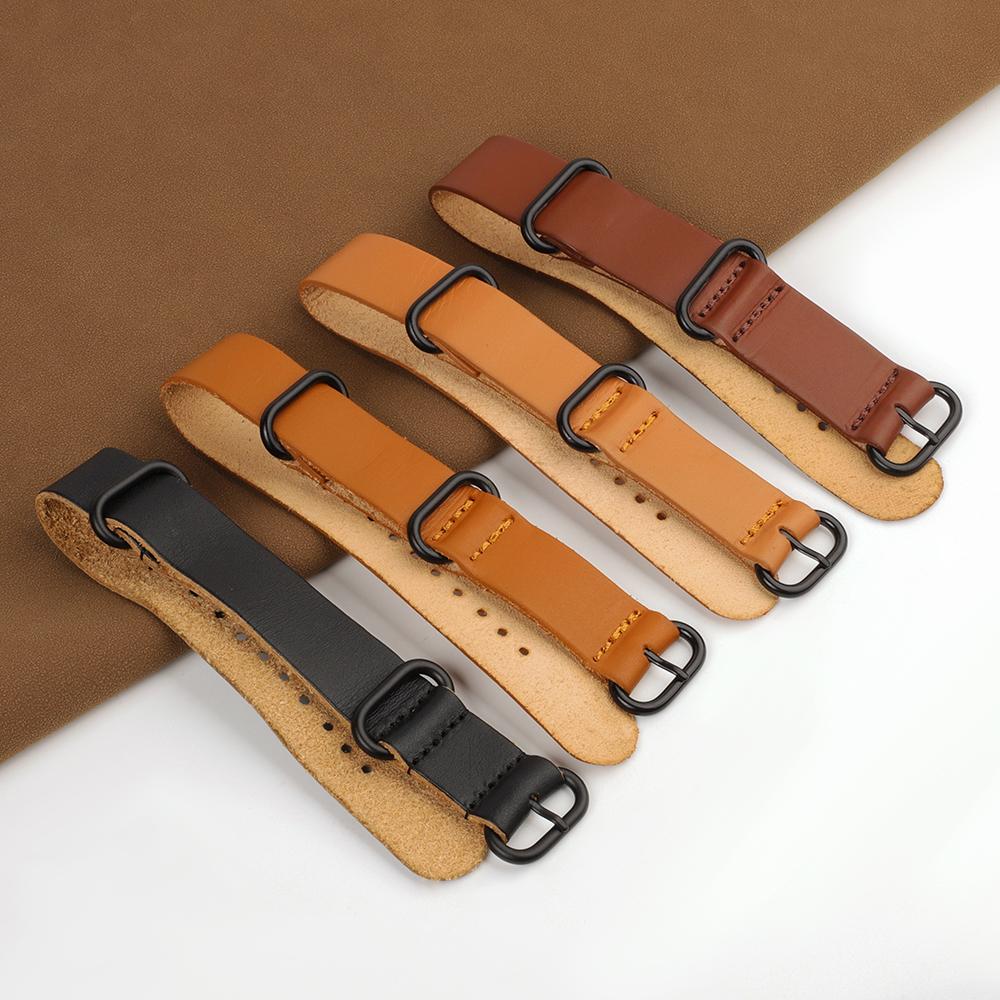 Vintage Genuine Leather Watch Band 18mm 20mm 22mm Brown Cowhide Long Watch Strap Replacement Universal Watches Accessories