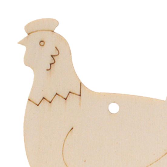 10Pcs Easter Pendant with Lanyard Rabbit Egg Hen Rooster Shape Easter-themed Wooden Charms Easter Decoration
