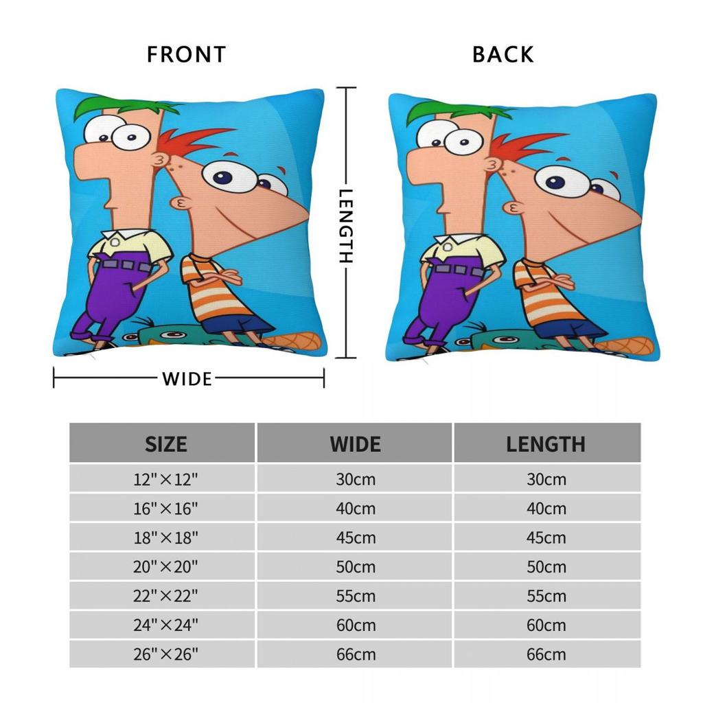 P-Phineas And F-Ferbs Pillow Cover Kawaii Pillow Case For Sofa Bedroom Home Decor Cushion Cover Soft Graphic Pillowcases Gift