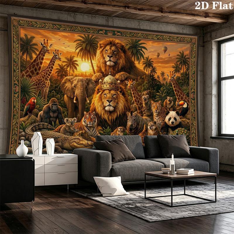 African Animals Wall Tapestry Aesthetic Wall Hanging Printed Fabric Blanket Decorative Tapestries for Bedroom Living Room Home Decor