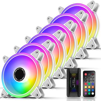 120 мм RGB Белый вентилятор для корпуса ПК 5 В 3PIN ARGB Материнская плата AURA Sync Синхронизированный светодиодный вентилятор Тихий Высокопроизводительный 6PIN разъем Управление скоростью с пультом дистанционного управления