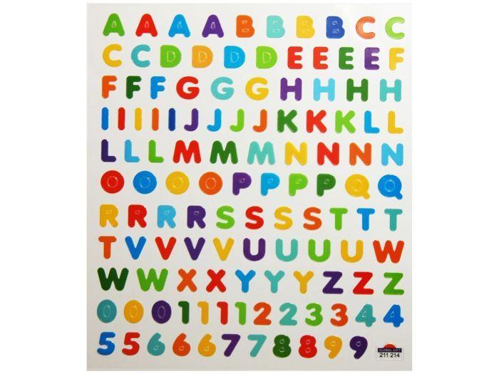 120 Autocollants - Alphabet &amp; Chiffres - Multicolores