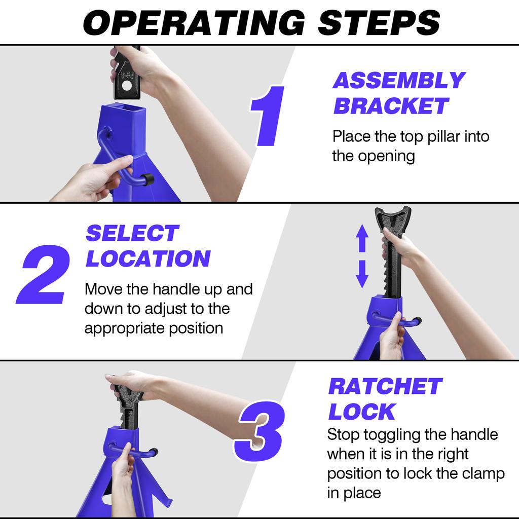 DayPlus 2 шт. 3 тонные сверхпрочные стальные осевые стойки для автомобиля, фургона, 9-ступенчатый регулируемый диапазон 290-430 мм, инструмент для ремонта и подъема, подставка-домкрат