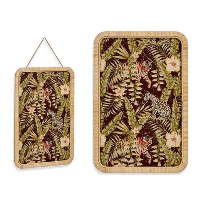 Giftdecor décoration murale jungle 60 x 40 cm velours brun