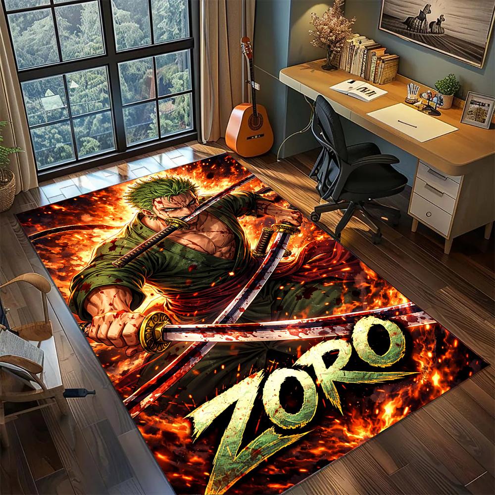 Roronoa Zoro Three Sword Style Santoryu Rug Carpet Large Area Rug Non Slip Washable Floor Mat Gamer Room Bedroom Home Decor