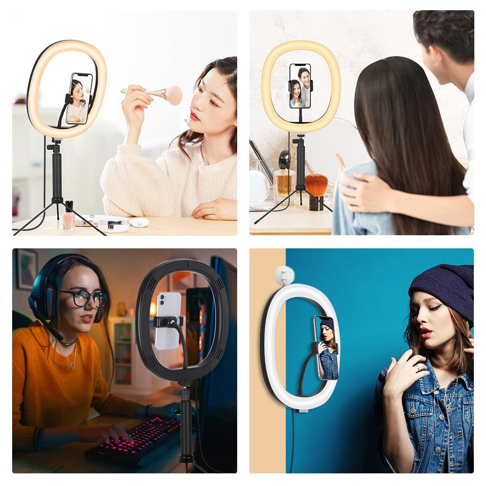 26см Светодиодная кольцевая лампа для селфи 26 см свет для съемки Регулируемый комплект освещения для фотографии USB-зарядка Лампа со штативом для живого видео