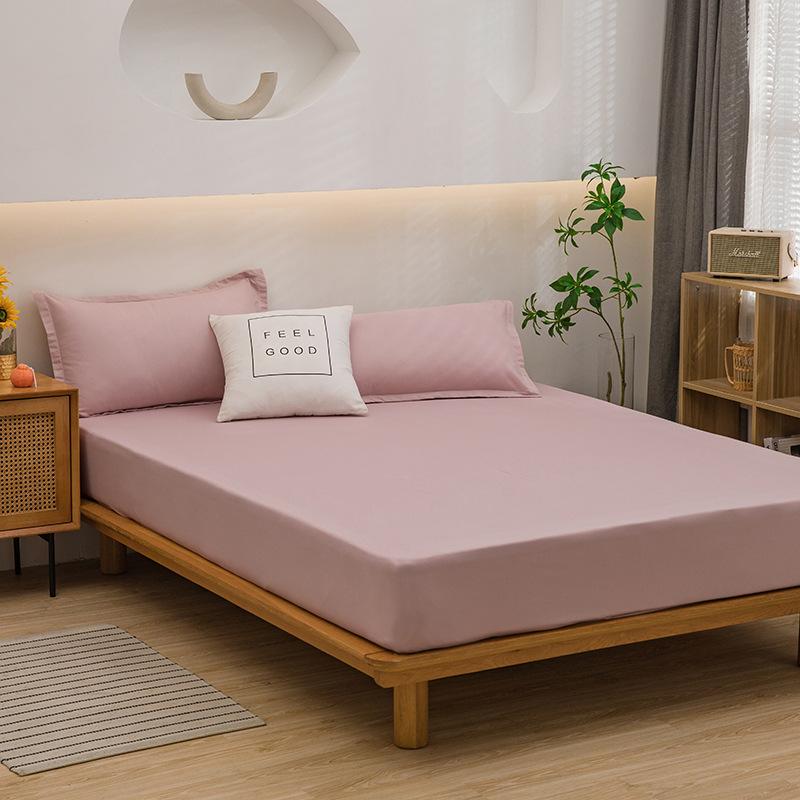 Mattress Cover Fitted Bed Sheet Solid Color Anti-slip Adjustable Bed Cover (Without Pillowcase)