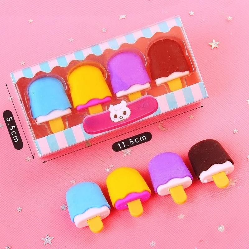 4 Pieces Per Set Cute Donut Dessert Eraser Simulation Dessert Shape ThreeDimensional Detachable Student Learning Stationery