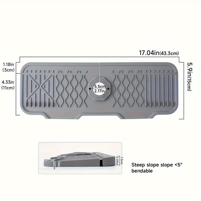 Легкоочищаемый силиконовый коврик для крана - нескользящий, с углом наклона 5° и складными краями, экономит место и направляет поток воды, подходит