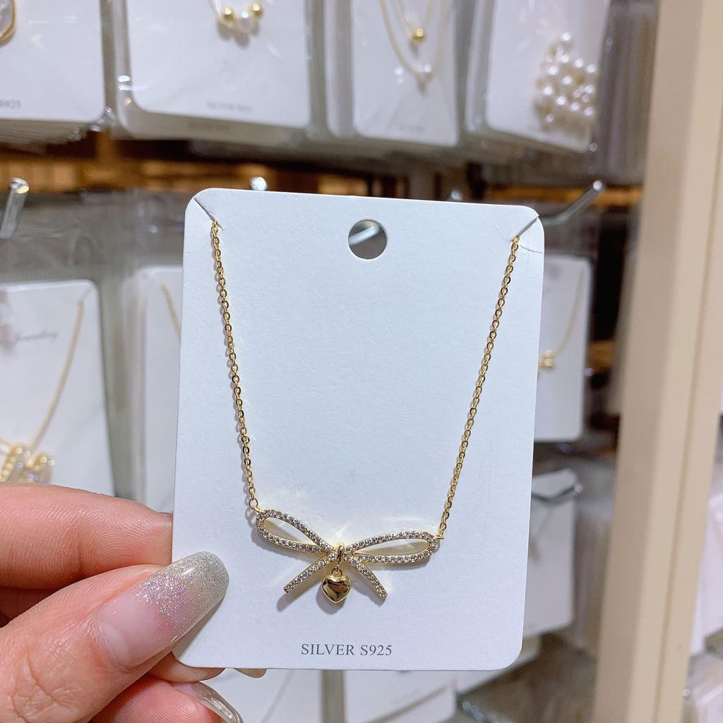 Xiaoxiangjia Man Diamond Bow Ожерелье Женское Нишевое Ключичное Цепочка Модное Улыбающееся Ожерелье