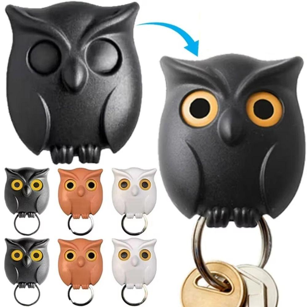 Wall Mounted Owl Key Hook Will Open Eyes Hanging Rack Keychain Organizer Hooks  Home Decoration