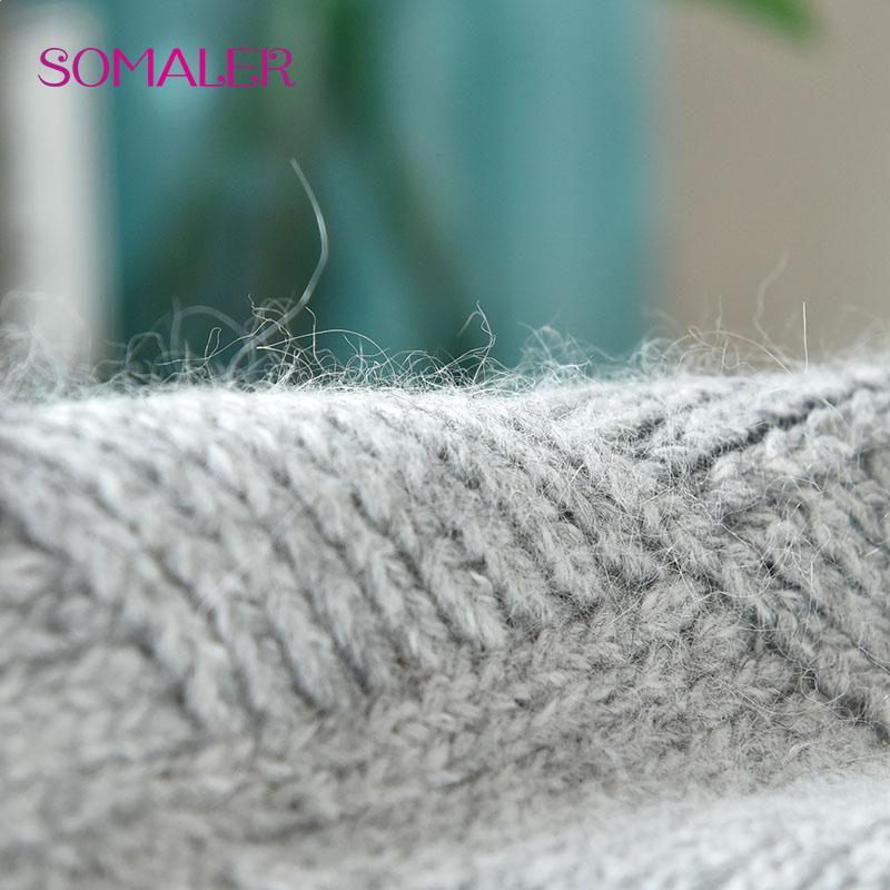 SOMALER Winter Hats For Women Natural Fur Pompom Hat Warm Wool Slouchy Beanies For Female Fashion Skullies Lady Hats