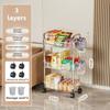 3Tier Clear Storage Cart with Wheels: Multifunctional Rolling Organizer for Home and Office, Ideal for Bedroom, Living Room