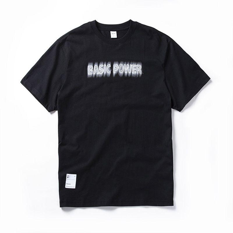 American vintage Embroidered Letters Heavy High Weight Cotton T-shirt Men's Short Sleeve Bottoming Foreign Trade Men's Cotton T-shirt