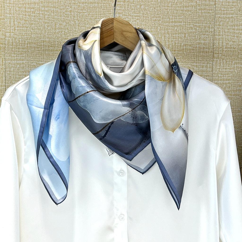 Silk Scarf Women'S Spring Summer Decorative Neck Square Scarf Silk Mulberry Silk Temperament Shawl Thin Scarf