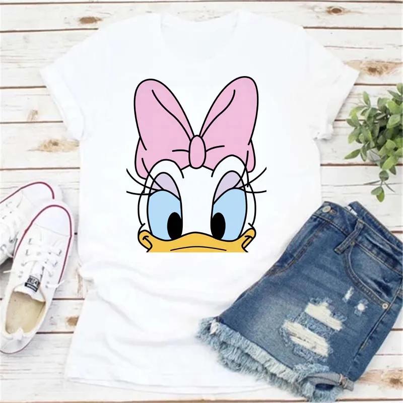 Kawaii Tee Cartoon T Shirt Daisy Duck Print T-shirt Clothes Fashion Short Sleeves Girl Top Casual Shirts Unisex