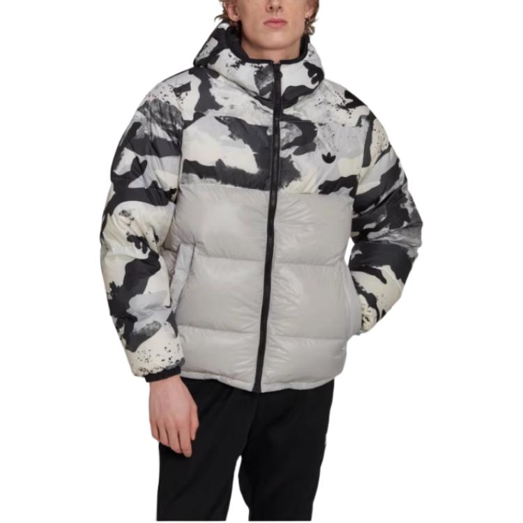 Adidas Originals Down Regen Sports Warm Hooded Long Sleeve Down Jacket Men Jacket Black White Gray HK5030
