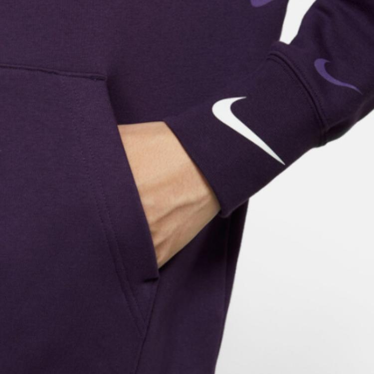 Nike Sportswear Swoosh Printed Logo Pullover Hoodie Men Tops Purple DA0111-525