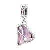 925 Silver Pink Blossom Dangle Charm Butterfly Heart Flower Rose Bird Bead For DIY Necklace Bracelet Fine Jewellery