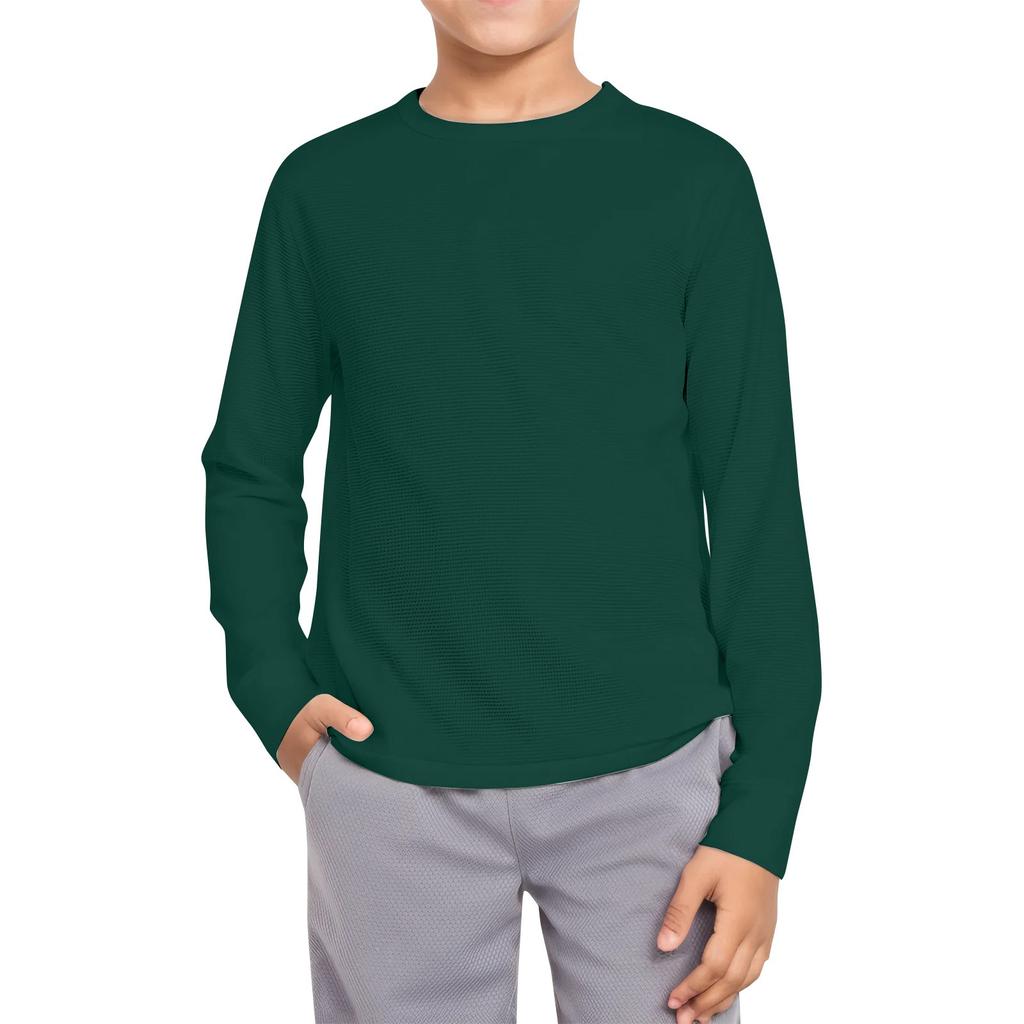 Мальчики Повседневная мода Круглый вырез Длинный рукав Однотонный топ