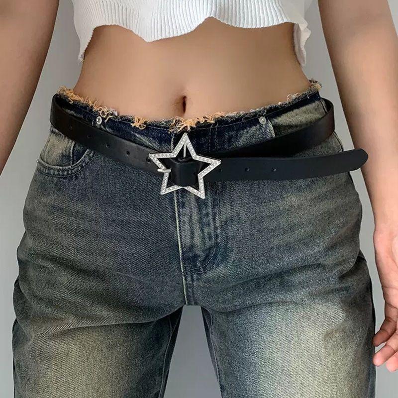 Шикарный черный ПУ ремень для женщин в стиле ретро с элегантной пряжкой для джинсов