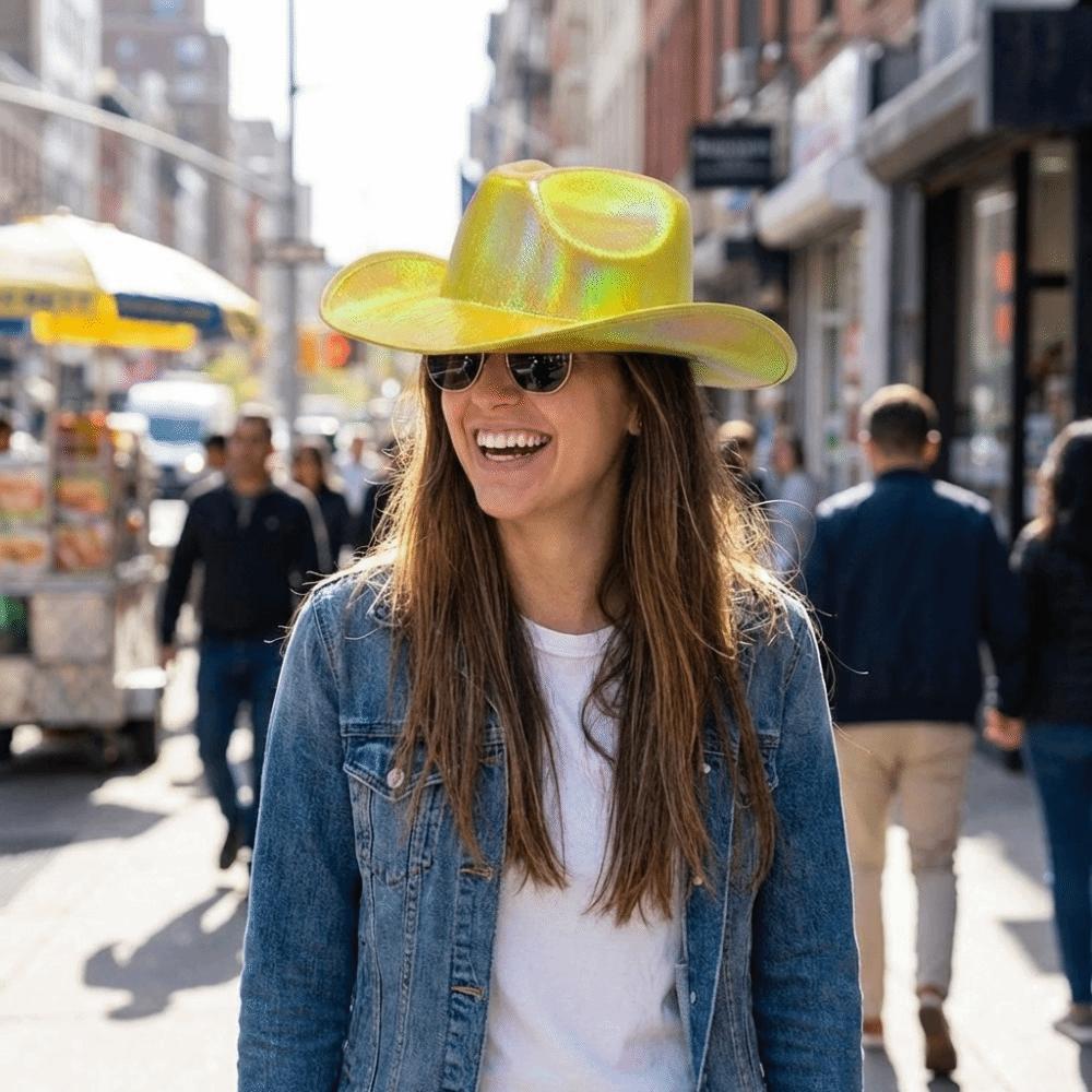 Pearlescent Shine Neon Western Hat Glamorous Western Cowboy Hat Glitter Cowgirl Hat  Holiday Event