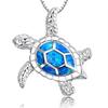 Fashion Cute Sea Turtle Pendant Necklace for Women Mom Fashion Imitation Blue Opal Necklace Wedding Jewelry Accessories Gifts