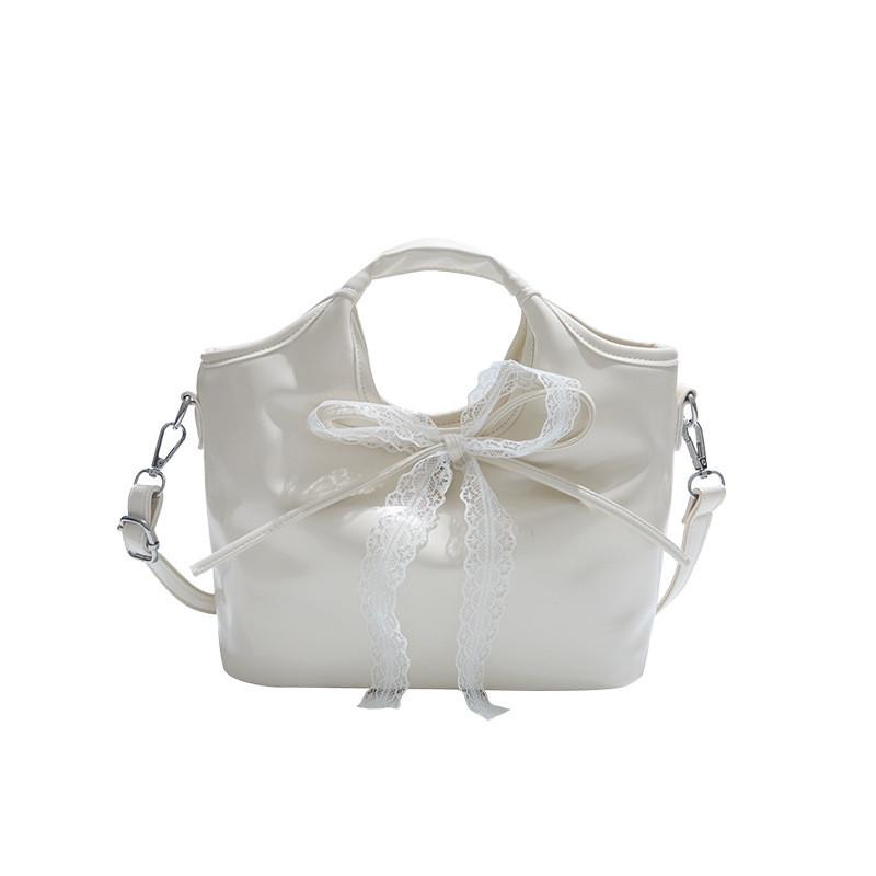 Ribbon Bow Pu Water Bucket Bag For Women With Crossbody Strap And Inner Zipper Pocket For Daily Use