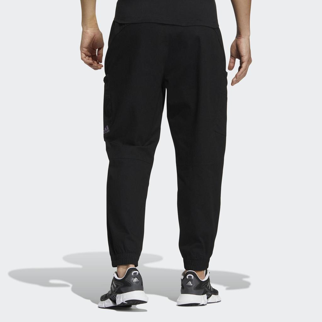 adidas Логотип Обычная посадка Сужающийся манжет Вязаные спортивные штаны Мужские Черный HM2989