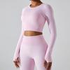 Новый бесшовный быстросохнущий утягивающий топ для йоги женский с длинным рукавом футболка спортивная одежда для улицы бег фитнес топ
