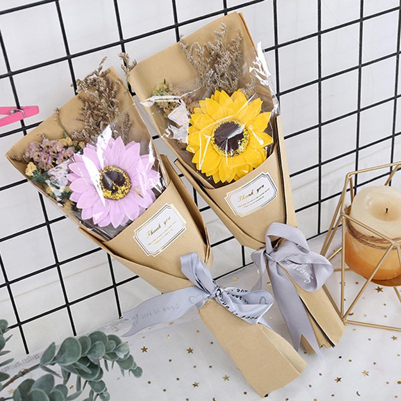 1 шт., мыло, цветы, декоративные цветы, букет, сушеные цветы, подсолнух, искусственные цветы, свадебная вечеринка