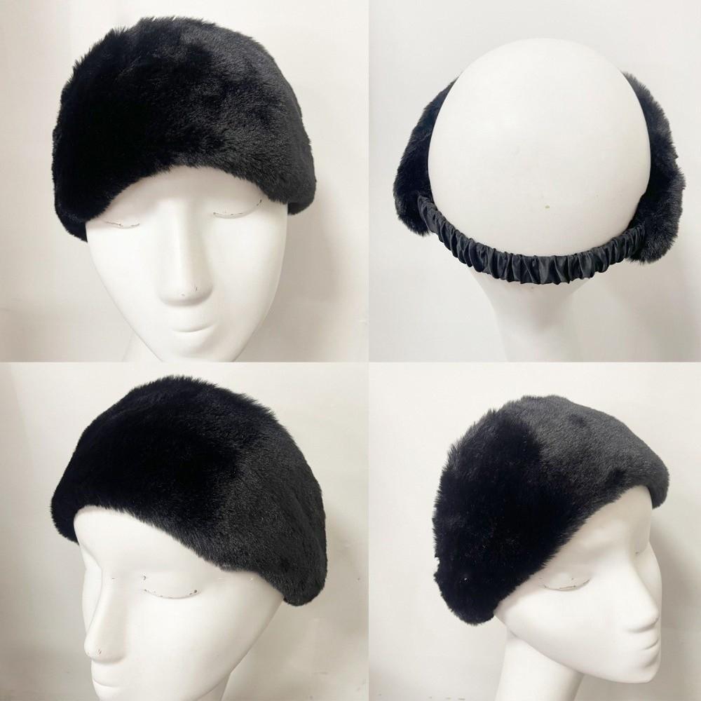 Elastic Hairbands Solid Color Turban Hat New Fluffy Plush Headband Daily Wear