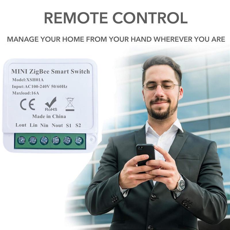 Умный мини-переключатель Tuya Zigbee Вкл/Выкл 16А с голосовым управлением Alexa
