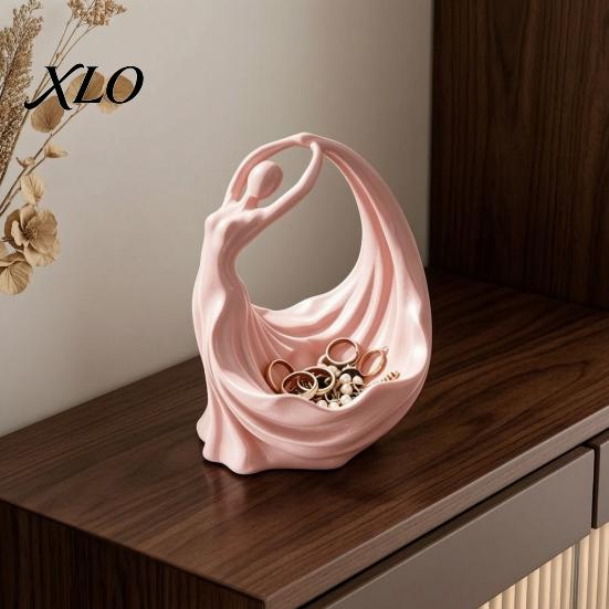 Modern Sculpture Storage Ballerina Jewelry Tray, 3D Printed Elegant Dancer Ring Holder for Earrings Necklaces, Earring Display Bowl Matte Pink