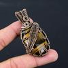 Tiger Eye Gemstone Pure Copper Wire Wrapped Handmade Pendant Jewelry Gift