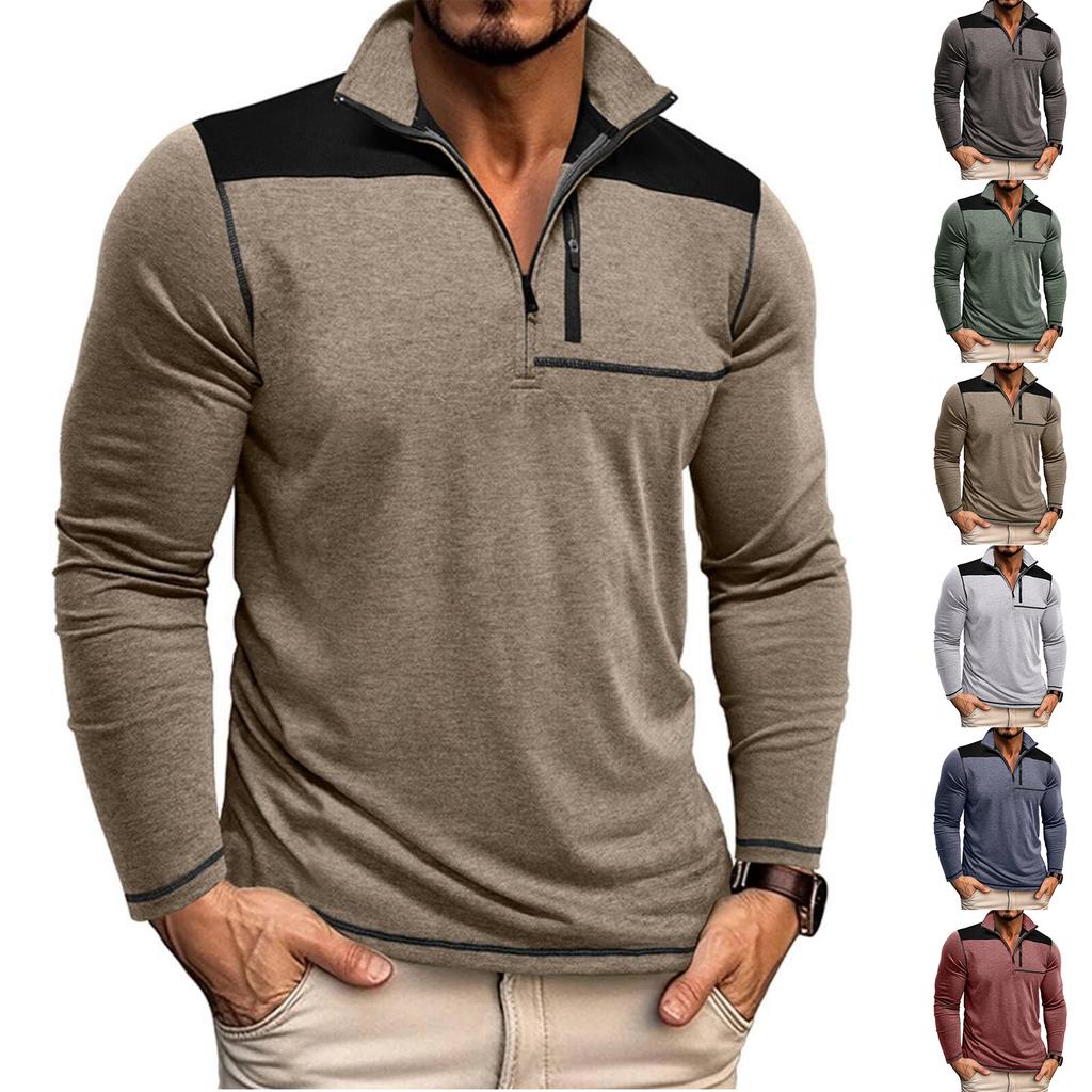 Men's Pullover Mock Neck Sweatshirts Athletic Casual Long Sleeve Golf Shirts