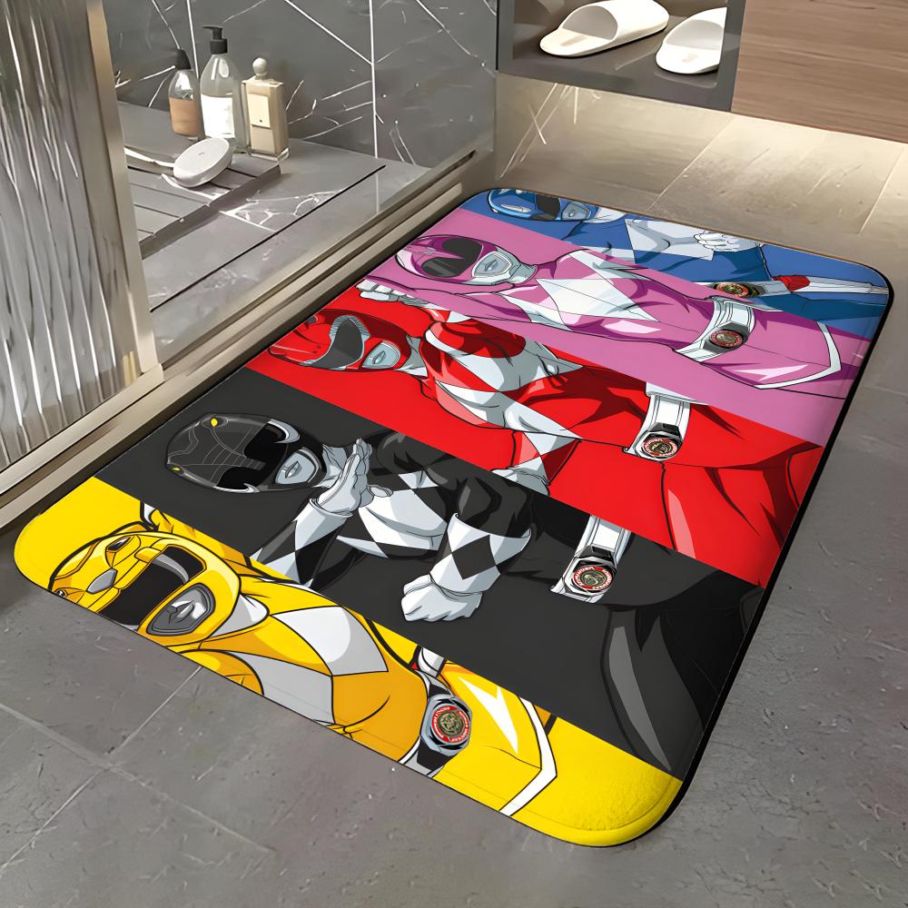 TV Series - P-Power R-Rangers Floor Mat Soft Flannel Entrance Door Mat Non Slip Absorbent Bathroom Bedroom Floor Rug