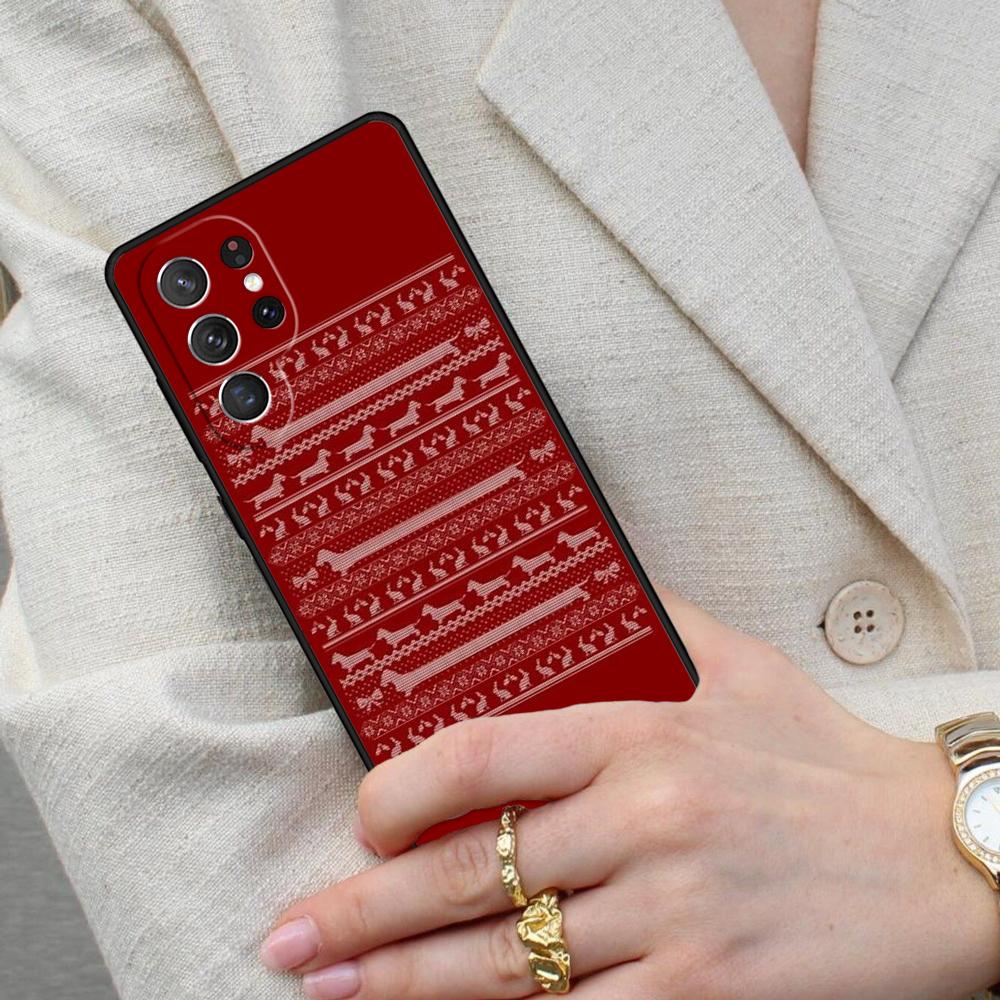 Dachshunds Christmas Sweater Pattern Cell Phone Case for Samsung Galaxy S26 Ultra S25 S24 S23 S22 S21 S20 Note10 Cover