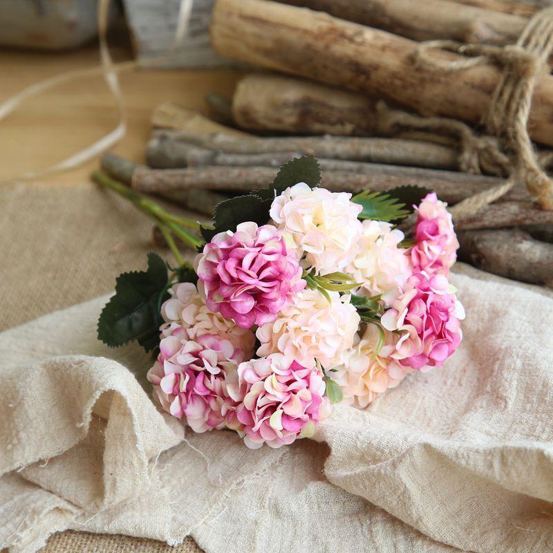 Luxurious 10 Heads Artificial Silk Hydrangea Fake Flowers For Stylish Interior Decoration