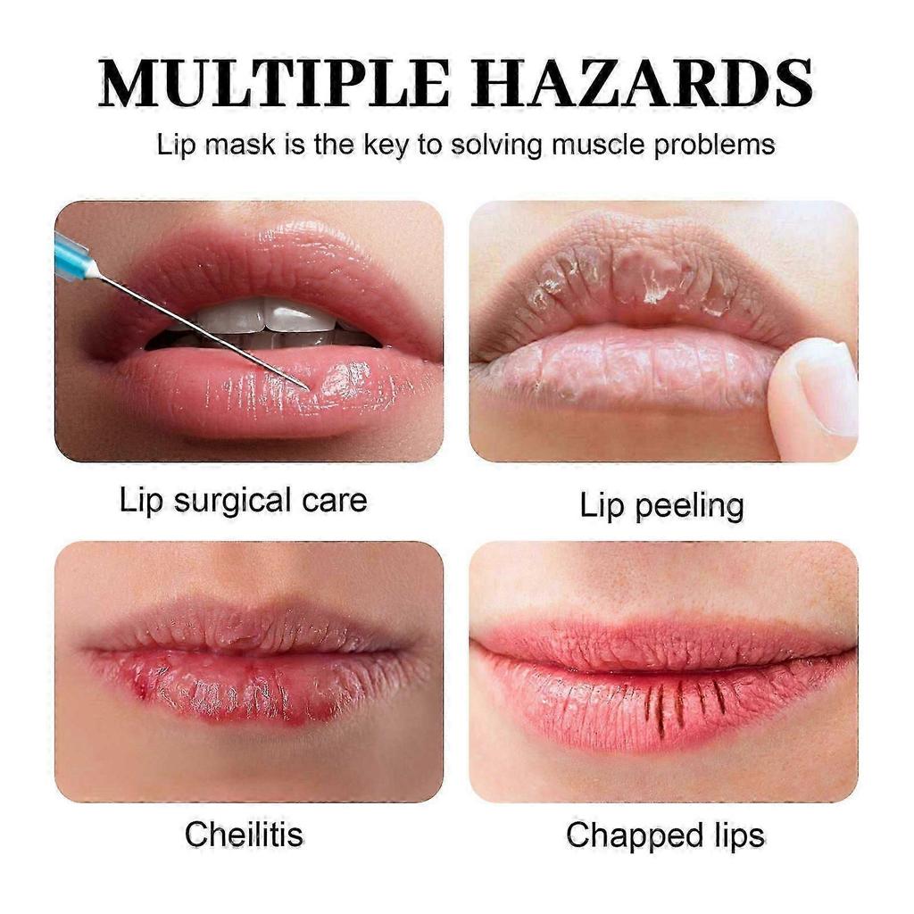 Marine Collagen Lip Mask with Strawberry Extract  Deep Hydrating, Wrinkle-Reducing, Plumping Lip Treatment  10 Pack for Smooth, Soft, Youthful Lips