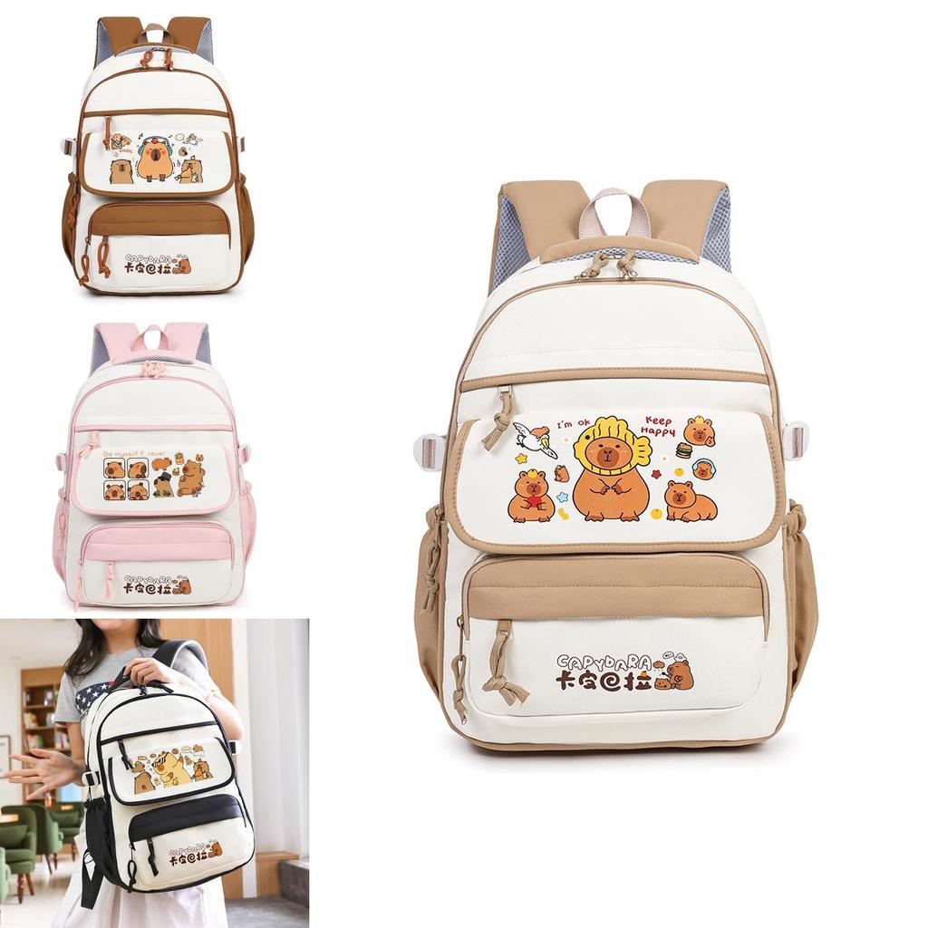 Capybara Kids Backpack With Cartoon Pattern And Lightweight Oxford Fabric For School Use