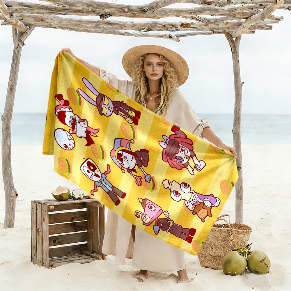 Cute The Amazing Digital Circus Theme Beach Towel High Absorbency & Quick-Dry Comfortable Lightweight