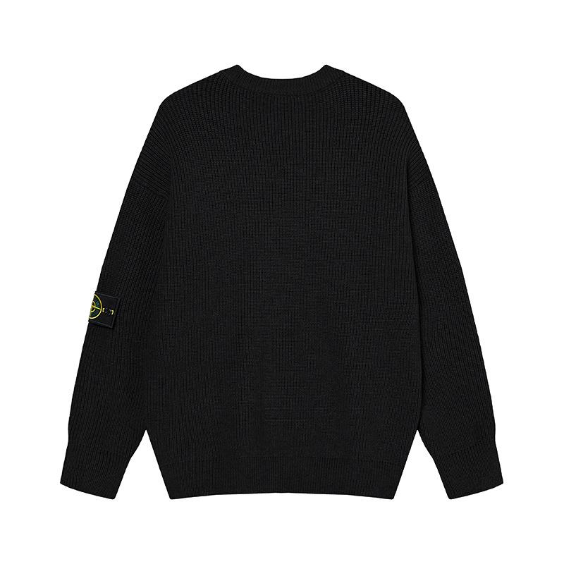 STONE 25FW Unisex Ribbed Badge Crew Neck Knitwear Sweater