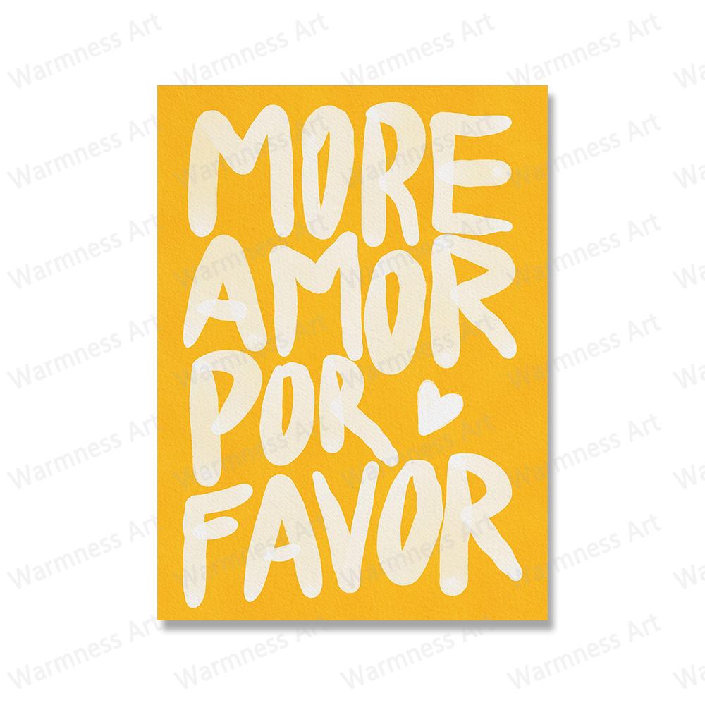 Максималистский More Amor Por Favor Эклектичный красочный любовный цитатник Настенная живопись на холсте Постеры Розовые принты Украшение гостиной Без рамки