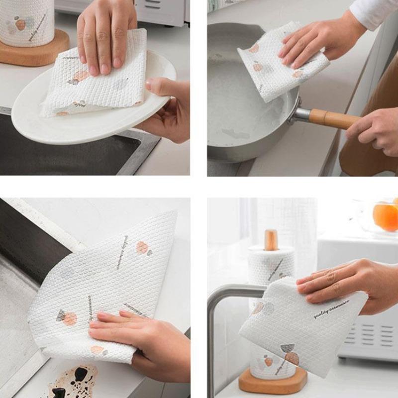 Одноразовая ленивая тряпка, утолщенная, моющаяся, салфетки для уборки, бытовые кухонные салфетки, сухие и влажные, двухразовое использование, удаляющее грязь, тряпка для посуды для дома