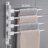 4-Arms Swivel Towel Bars Rotatable Towel Rack Hanger WithWall Mounted Storage Rack with Hooks Bathroom Swing Shower Towel Shelf