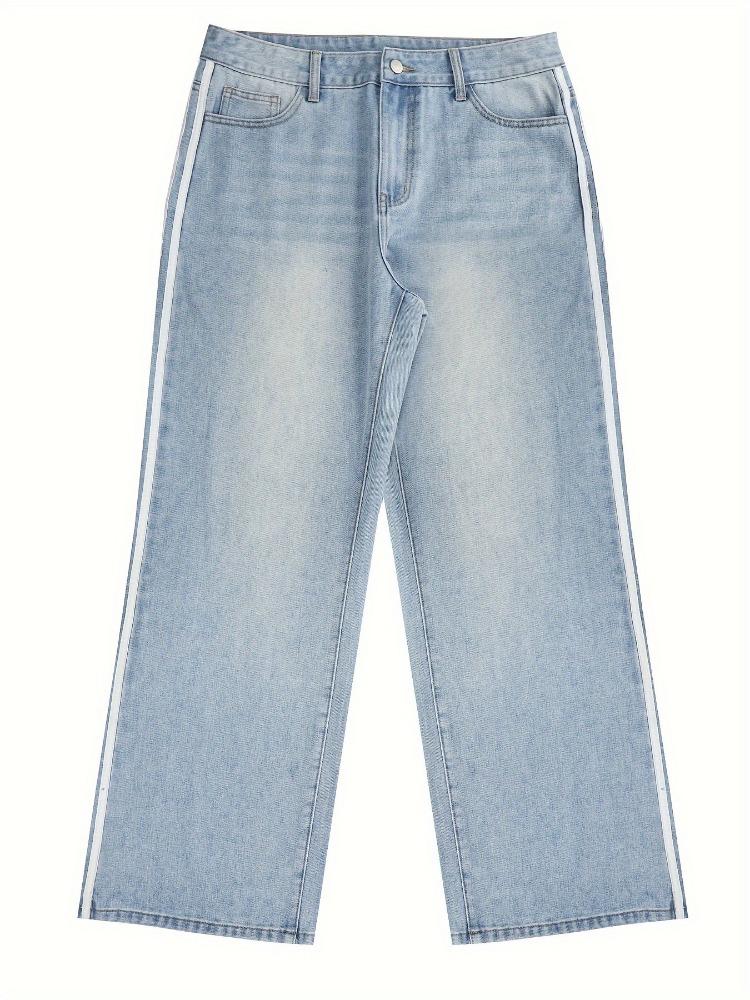 Американские винтажные джинсы свободного кроя, прямые, повседневные, модные, фирменные, вышитые, клеш