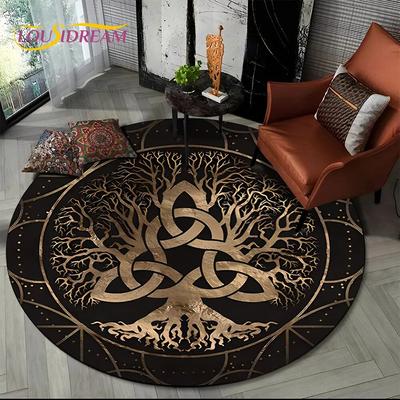 Viking Valknut Yggdrasil Tree of Life круглый ковер, ковер для гостиной, спальни, дивана, декор игровой комнаты, нескользящий напольный коврик