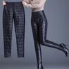 Повседневные утепленные женские брюки с высокой талией, модные облегающие брюки-карандаш, уличная одежда, зимние черные ветрозащитные брюки 29643