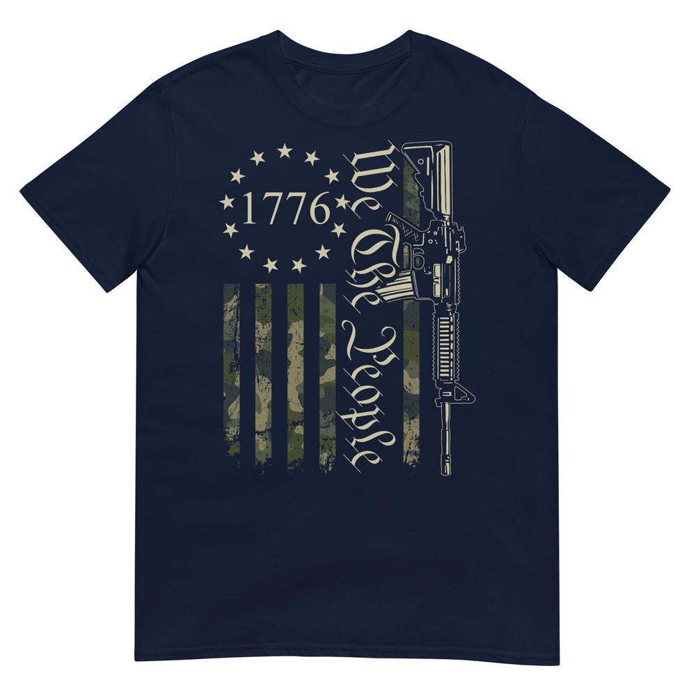 We The People Funny Camo Ar15 Military Pro Gun Usa Flag Tshirt